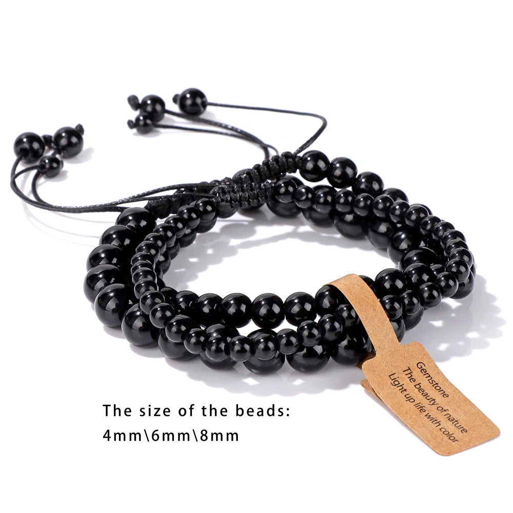 Agate bead bracelet set with positive energy vibes