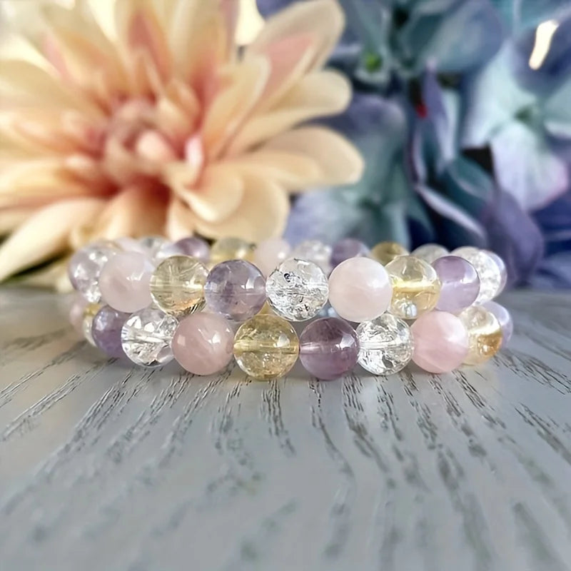 Beaded healing bracelet on natural background