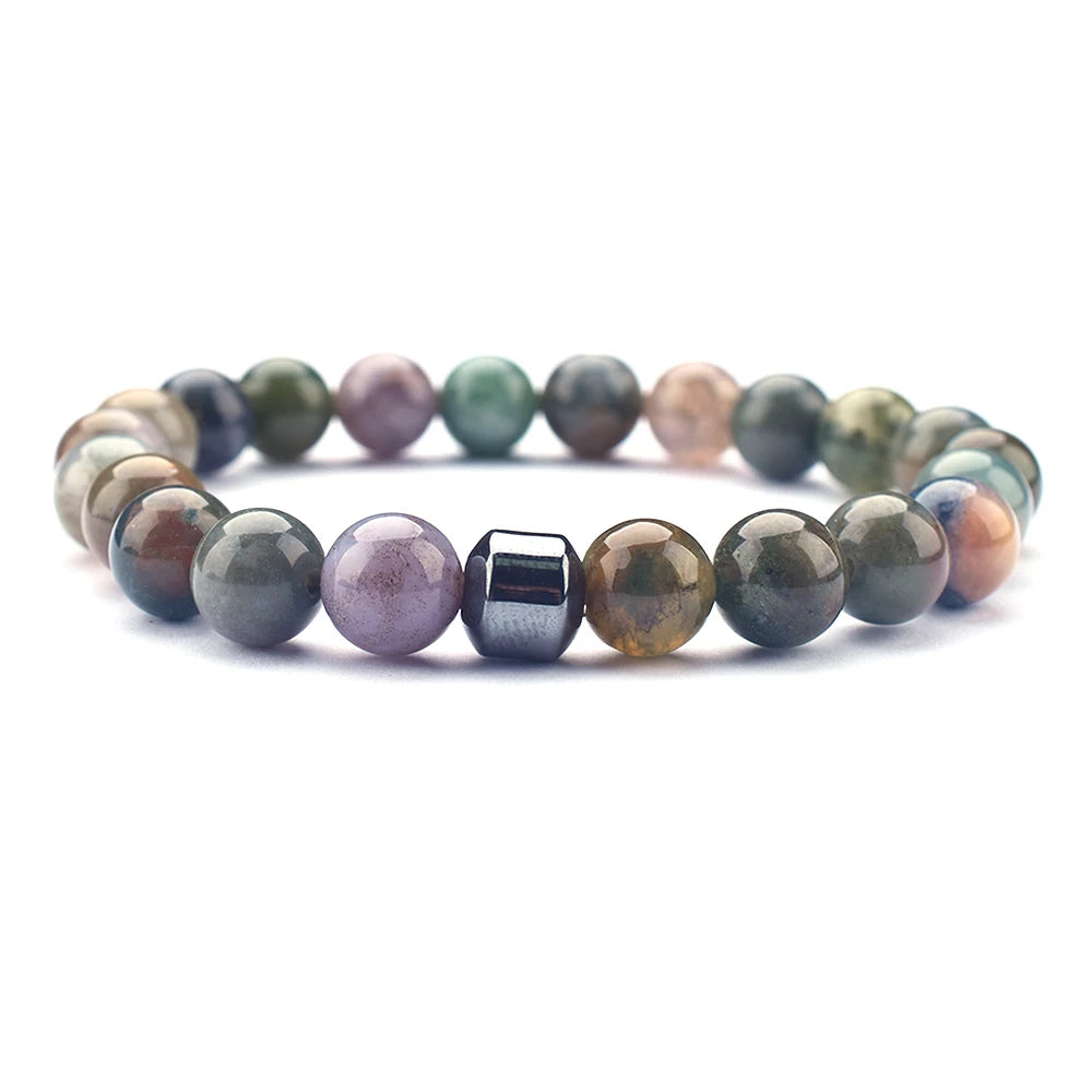 Black Spot Jasper and Blue Agate bracelet for grounding