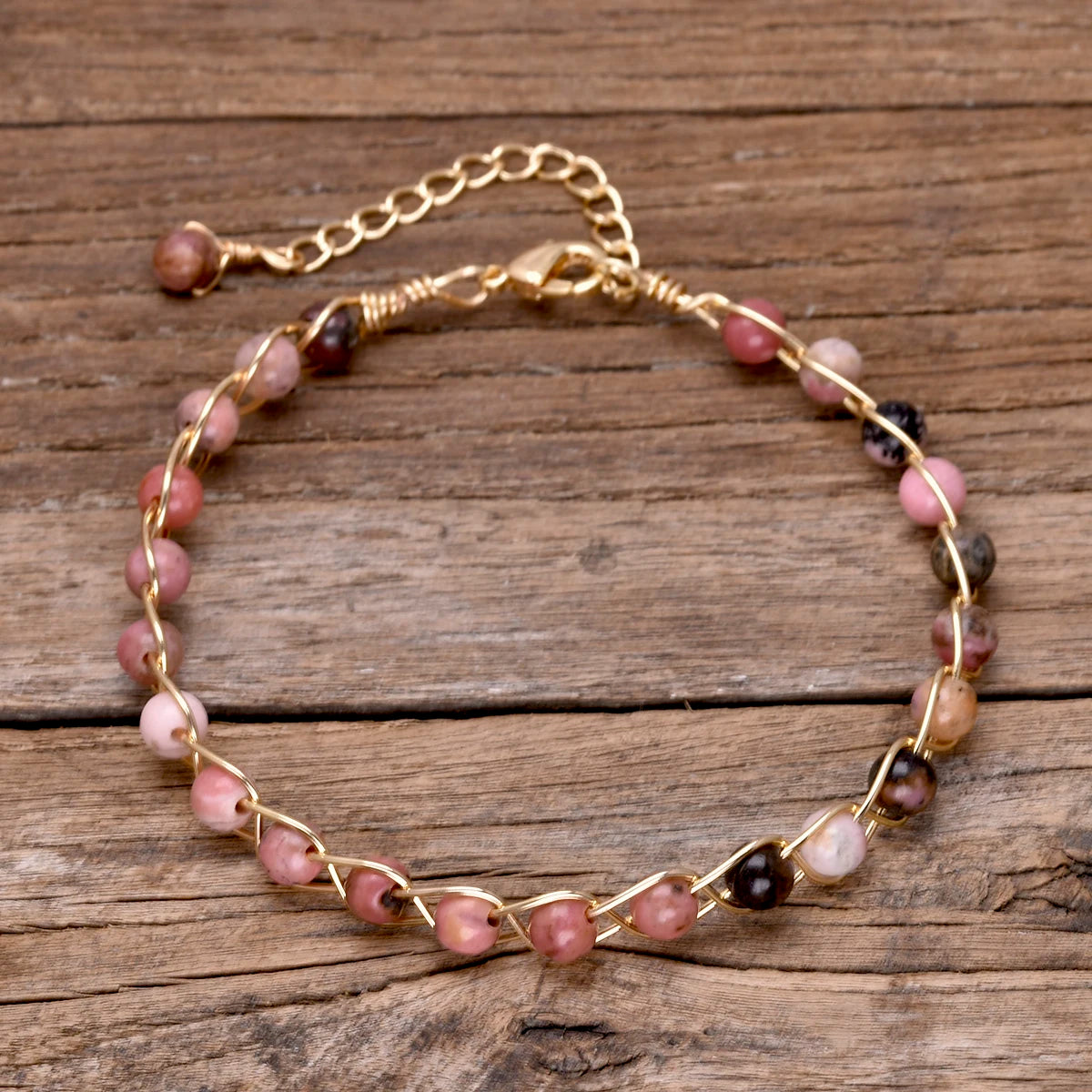 Black lace rhodonite bracelet with energy balance design
