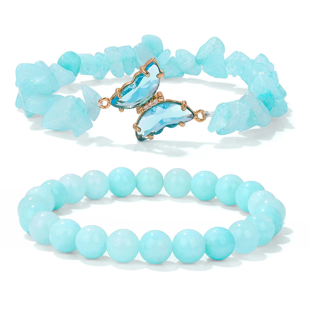 Blue aventurine bracelet with elegant zinc alloy charm