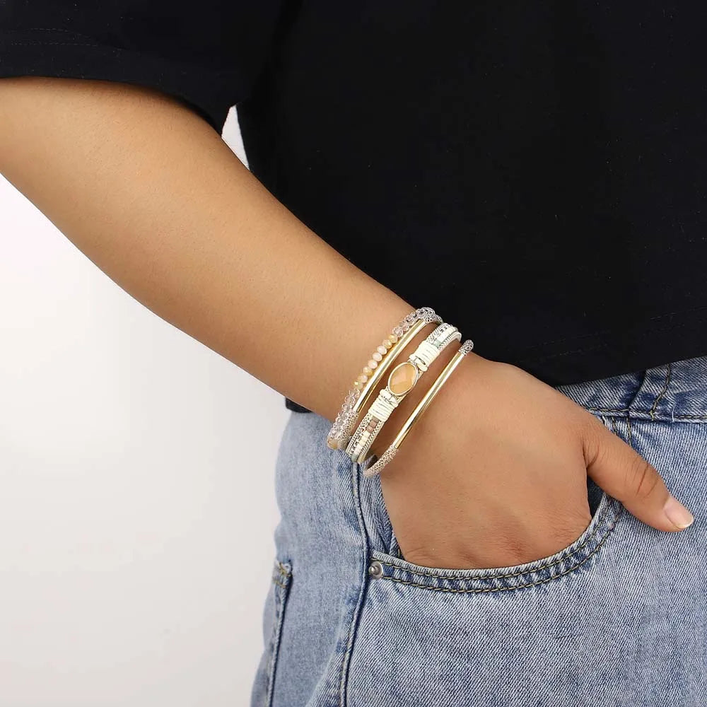Boho leather bracelet with vintage charm appeal