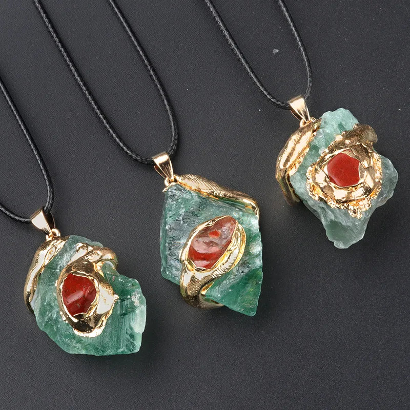Boho style raw stone necklace for women