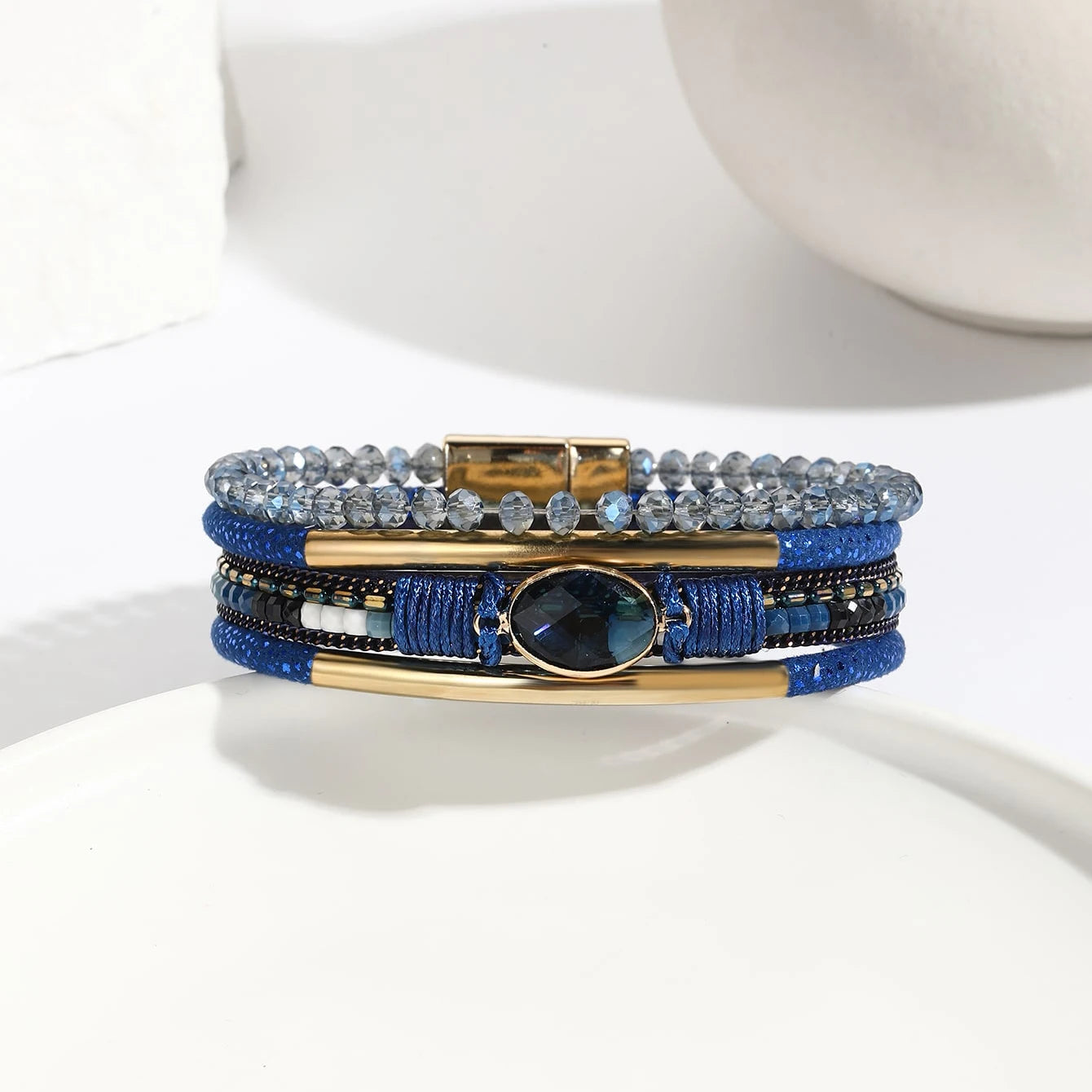 Boho wrap bracelet for women in pastel tones