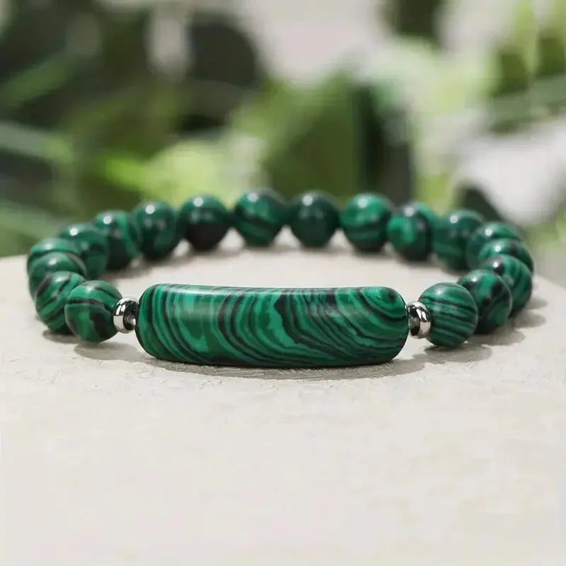 Bold malachite stone bracelet with healing properties