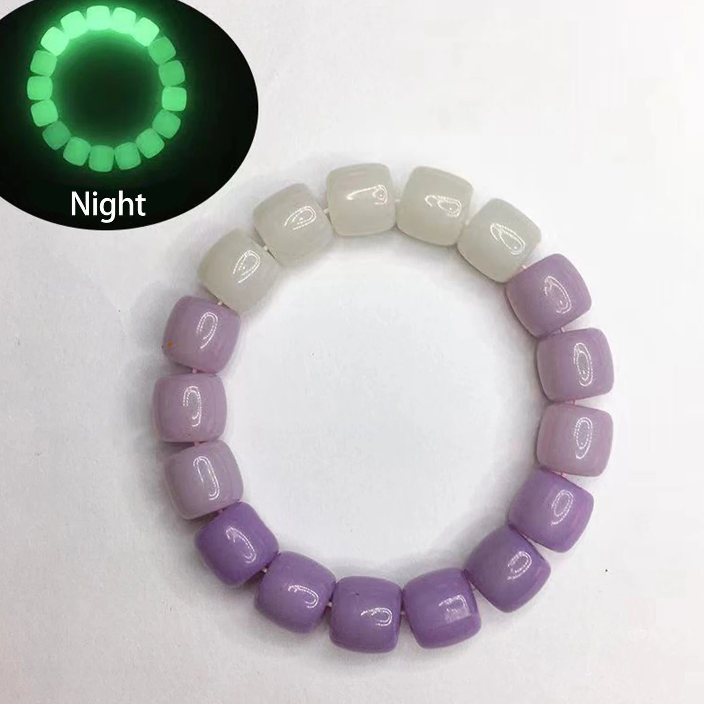 Close-up of green glowing beads