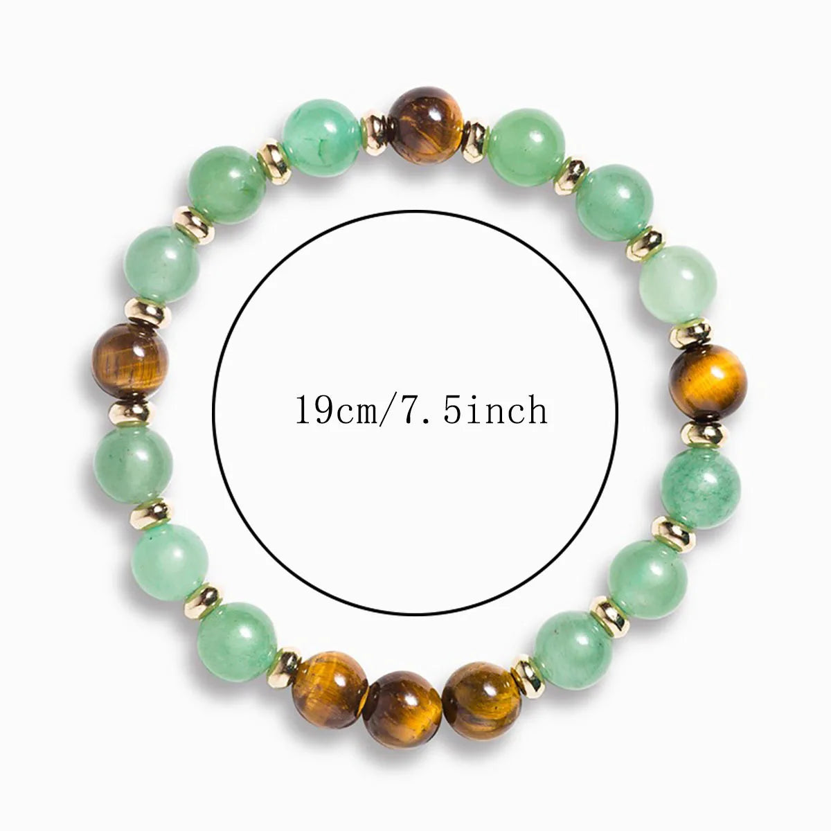 Close-up of natural stone beads in golden and green tones