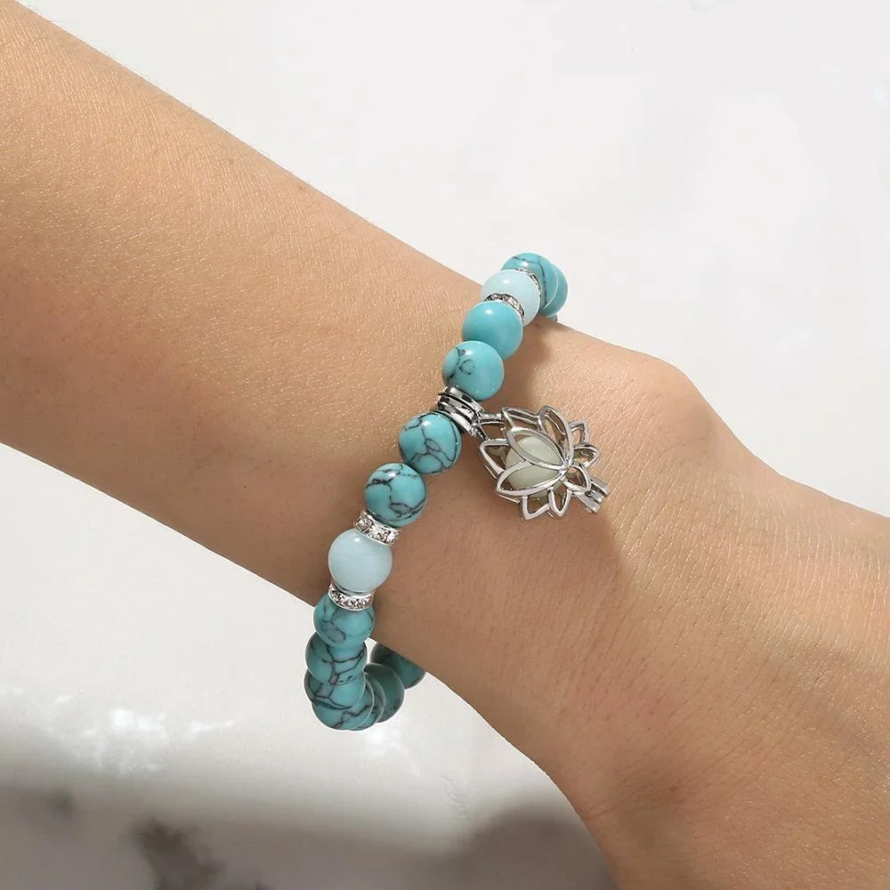 Couple wearing matching luminous bracelets
