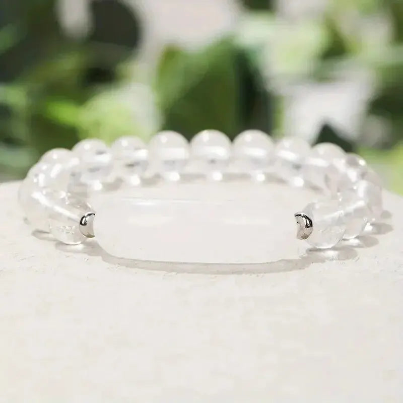 Crystal energy bracelet featuring raw malachite gemstone