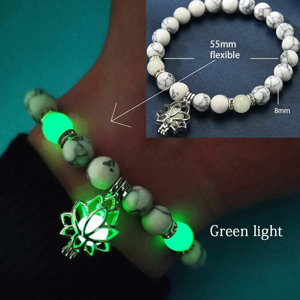 Day and night comparison of glowing bracelet