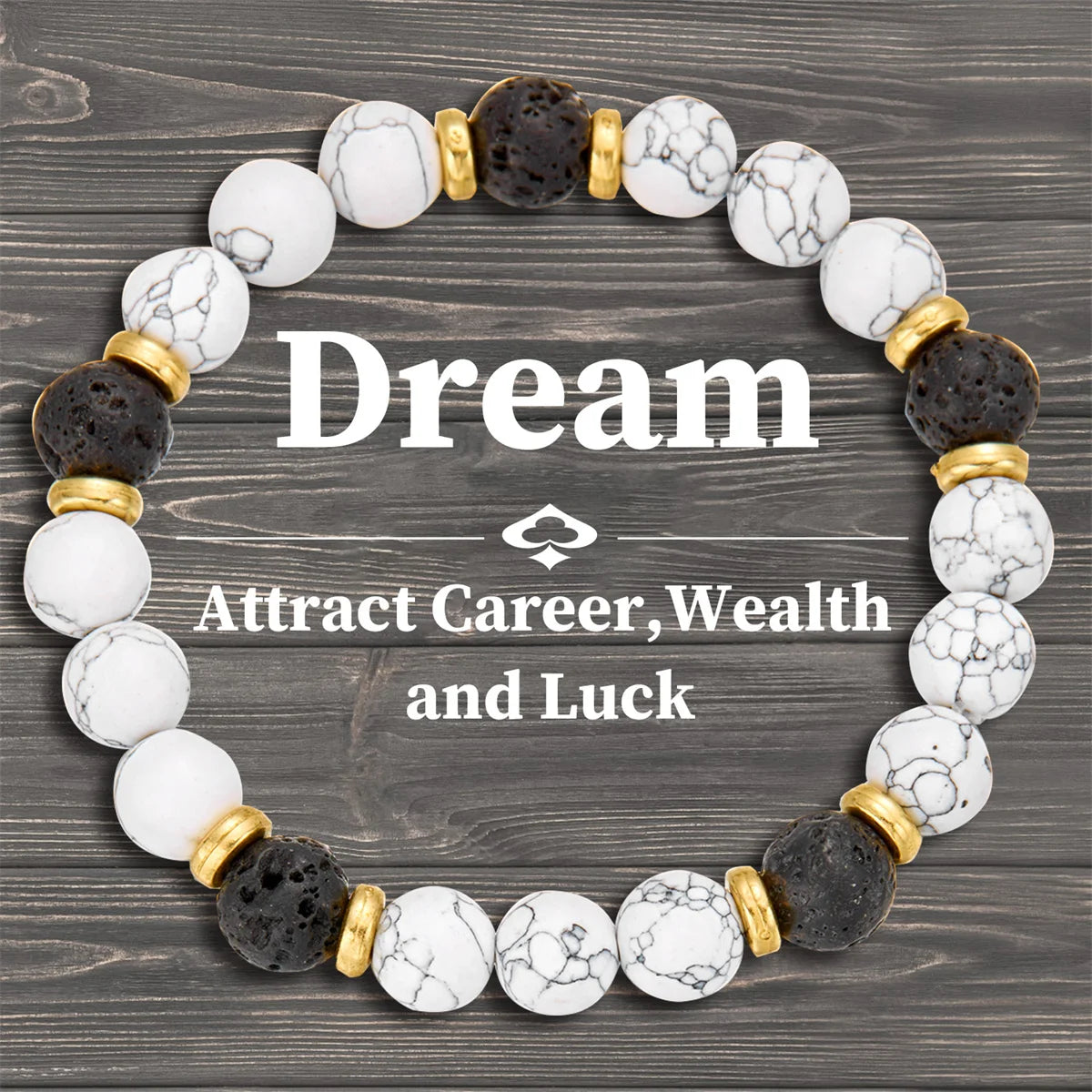 Dream career bracelet with polished gemstone beads