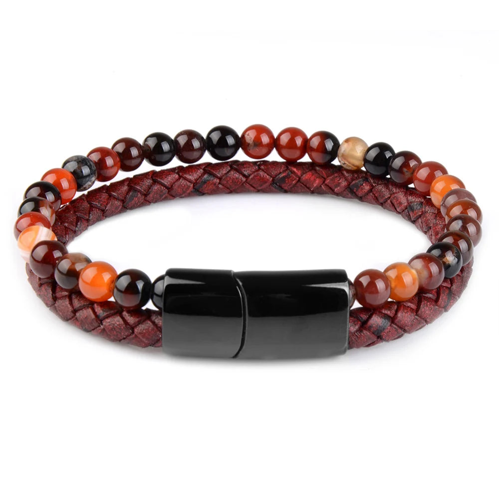 Earth-toned dream agate stone bracelet with box chain style
