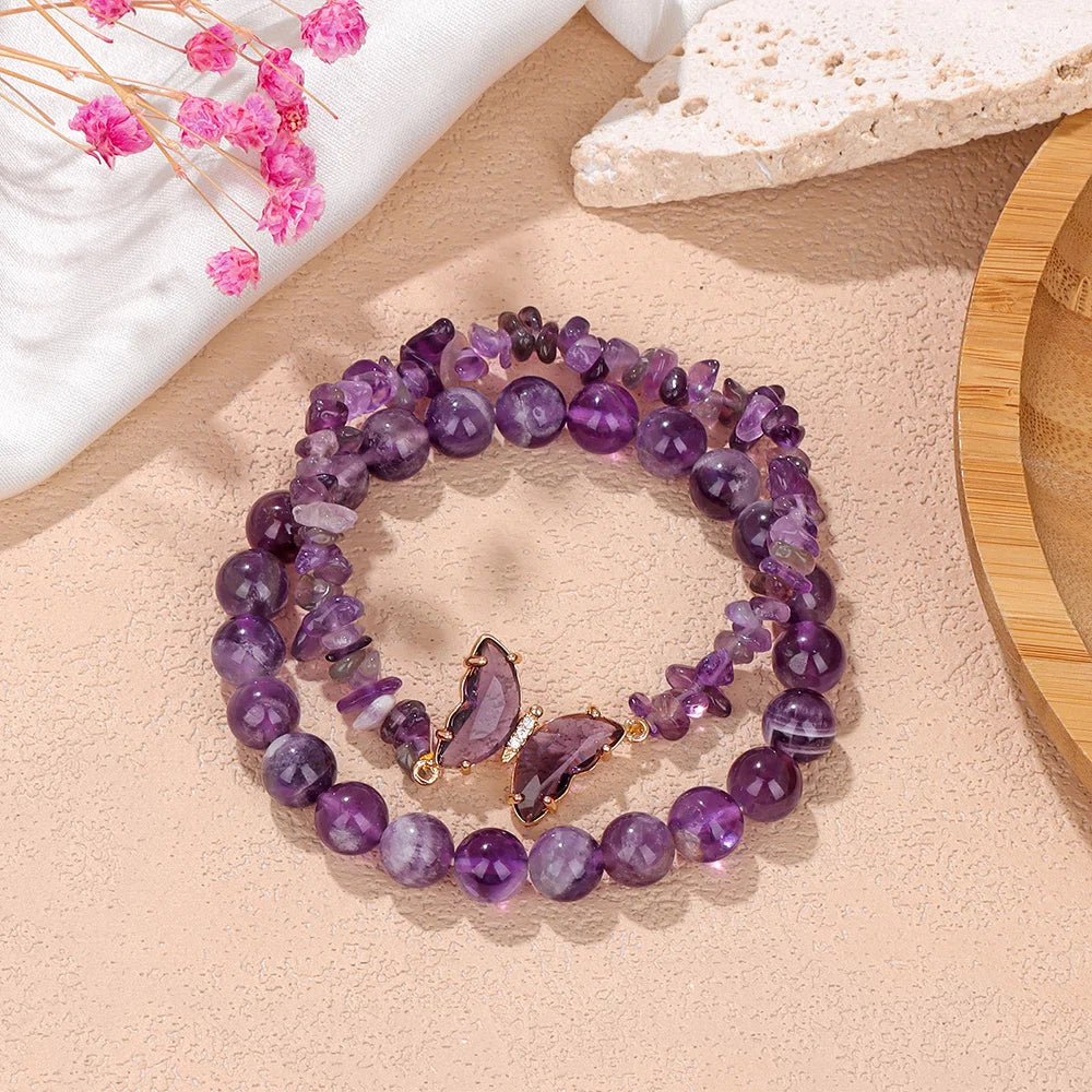 Elegant butterfly stone bracelet set as a birthday gift