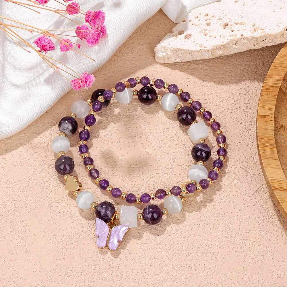 FlutterGrace layered bracelets shown with casual outfit