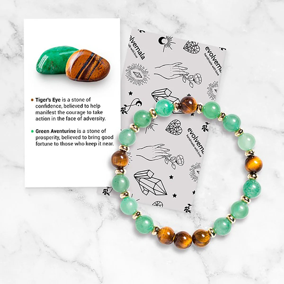 Fortune Flow Bracelet made of Tiger Eye & Green Aventurine