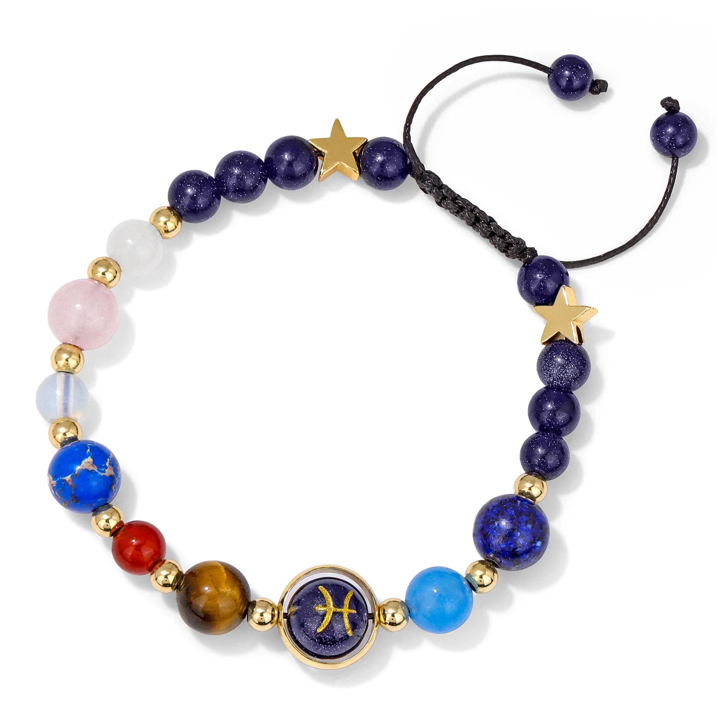 Gemini Birth sign bracelet with natural gemstone beadwork.