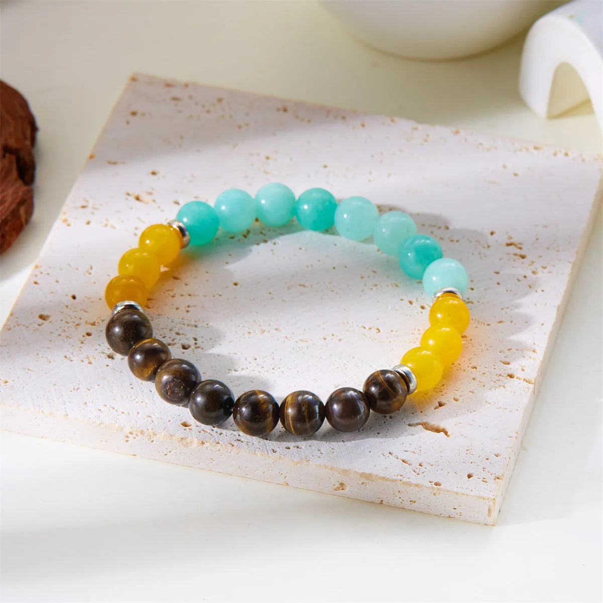 Gift-ready natural stone bracelets in box