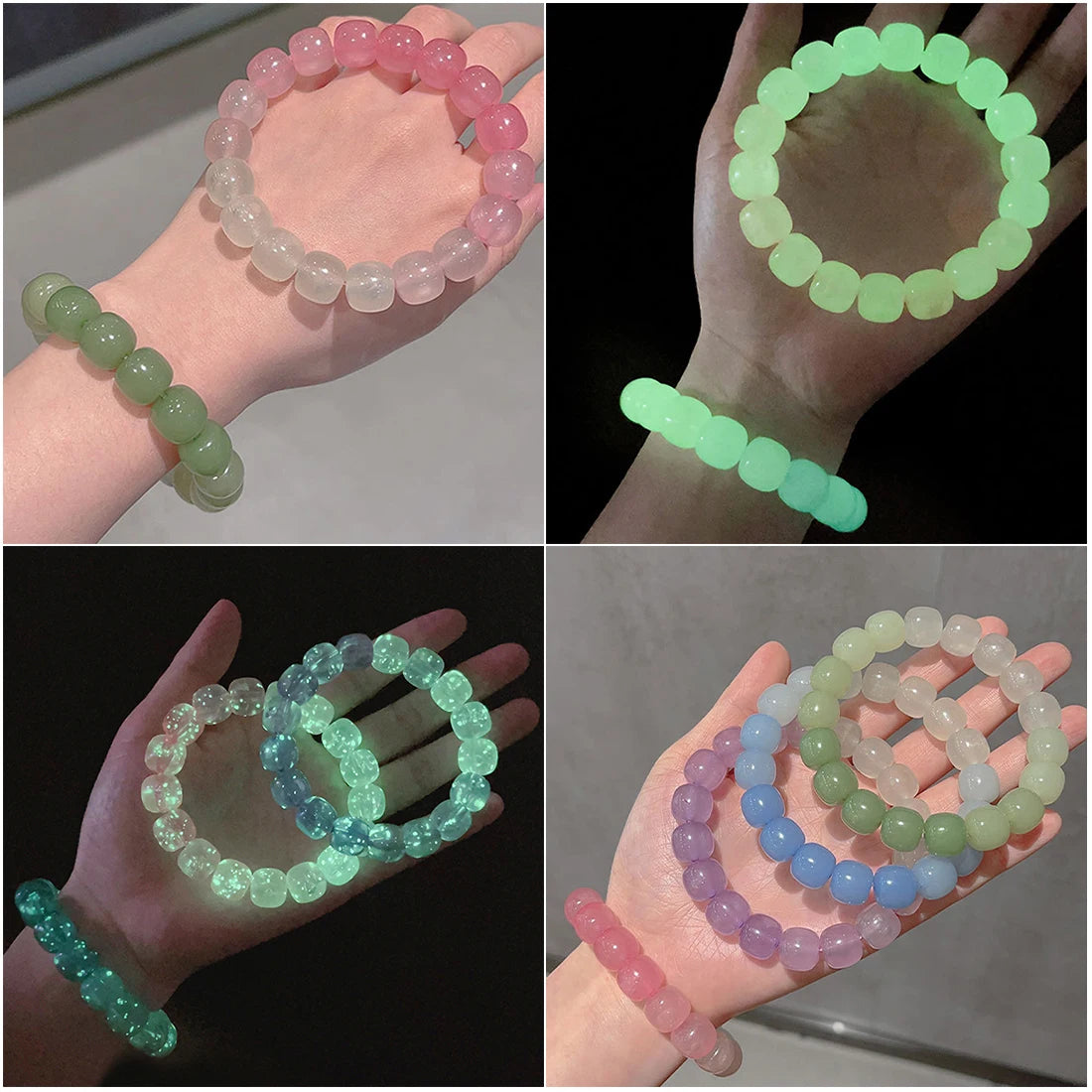 Glow-in-the-dark bracelet shown under UV light