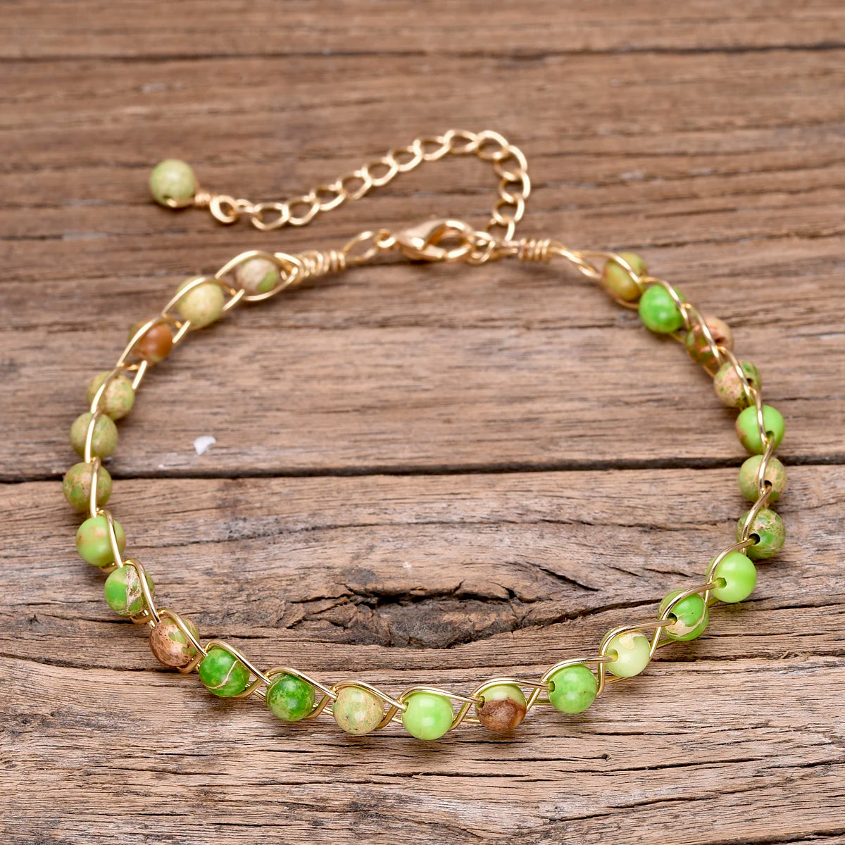 Green imperial stone bracelet for grounding energy