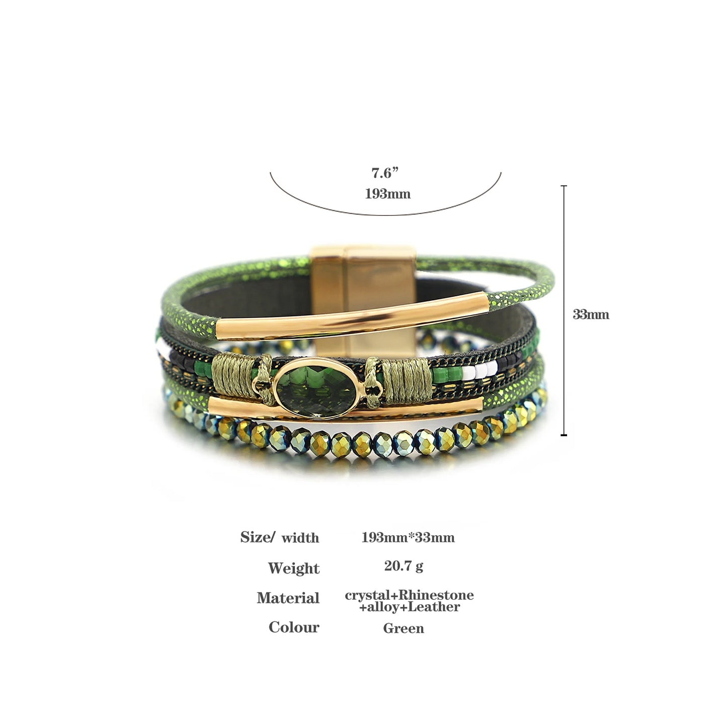 Handcrafted boho leather bracelet with alloy accents