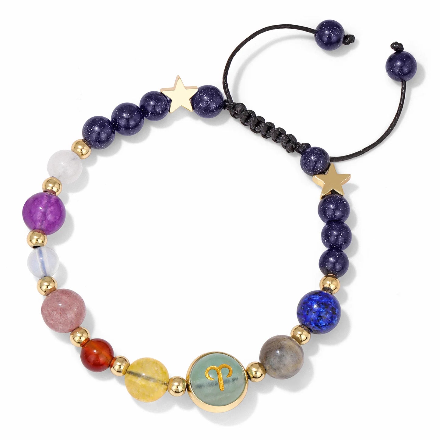 Handmade astrology bracelet with natural agate gemstones.