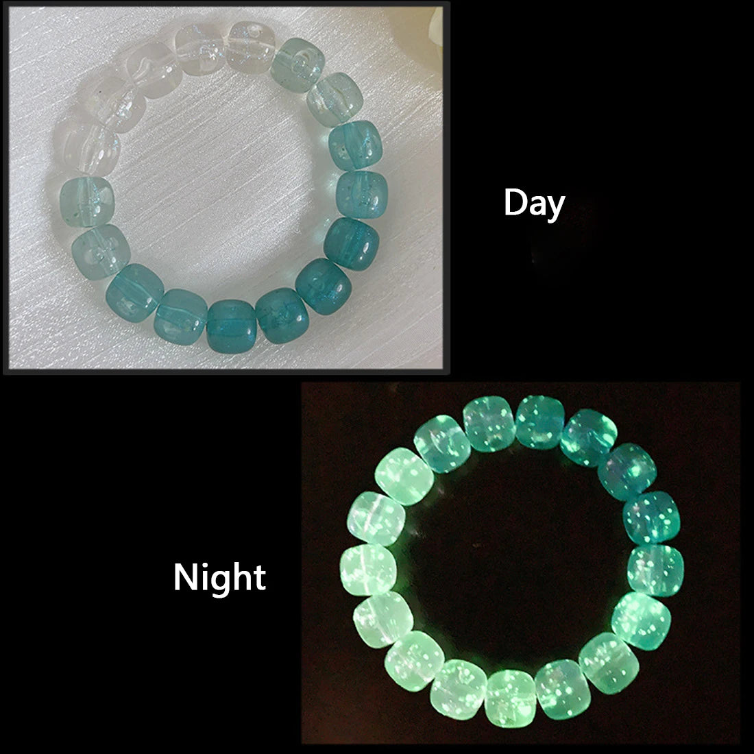 Handmade glow bracelet with vibrant charm