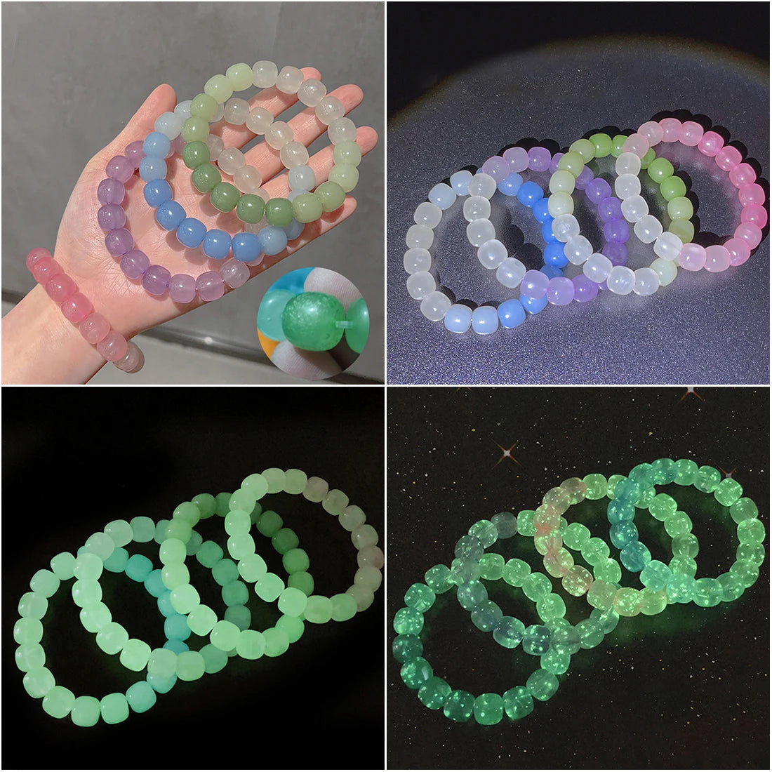 Handmade glowing bracelet with stretch design