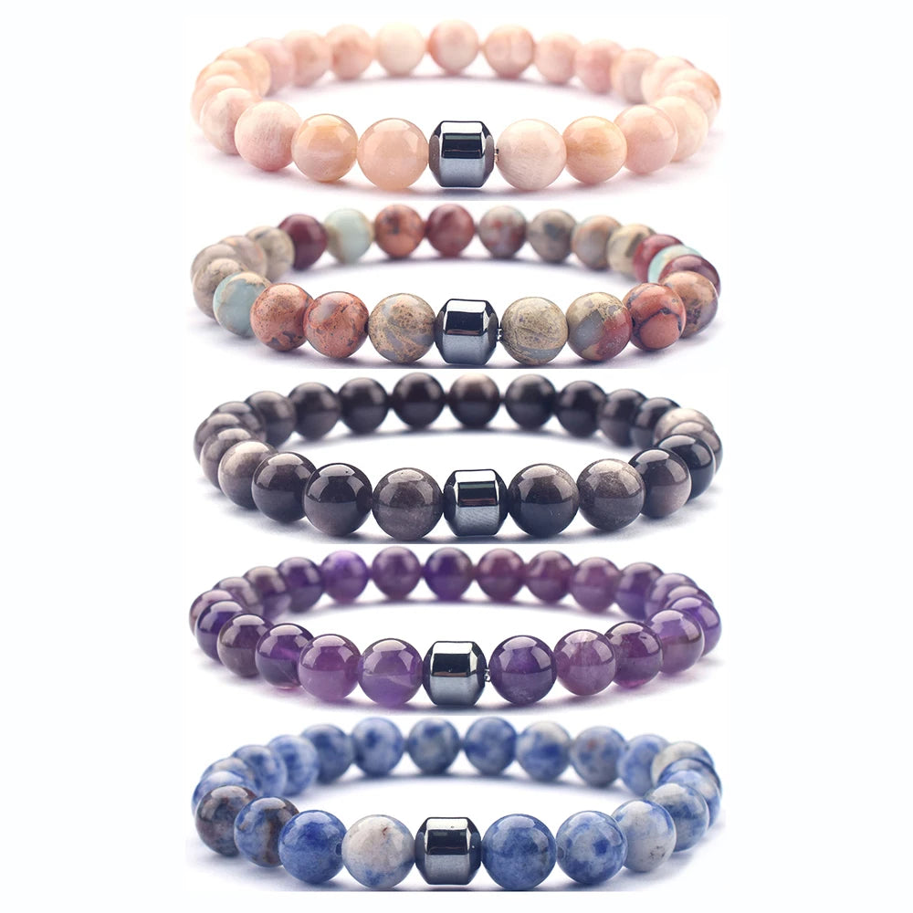 Handmade stone bracelet with matte and polished finishes