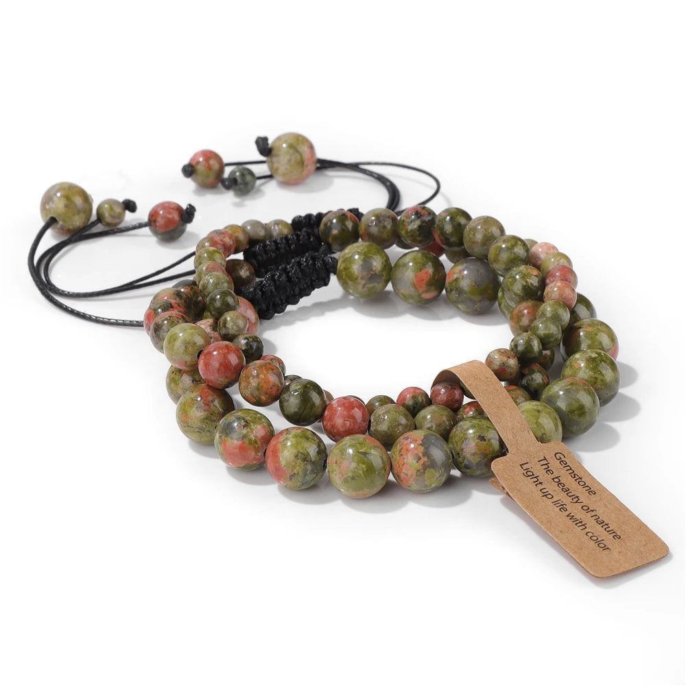 Indian agate beaded bracelet with earthy tones