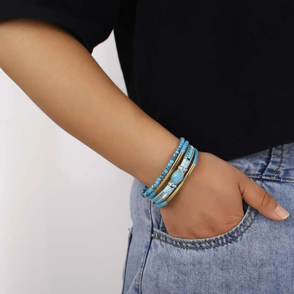 Mood tracker bracelet shown on neutral background