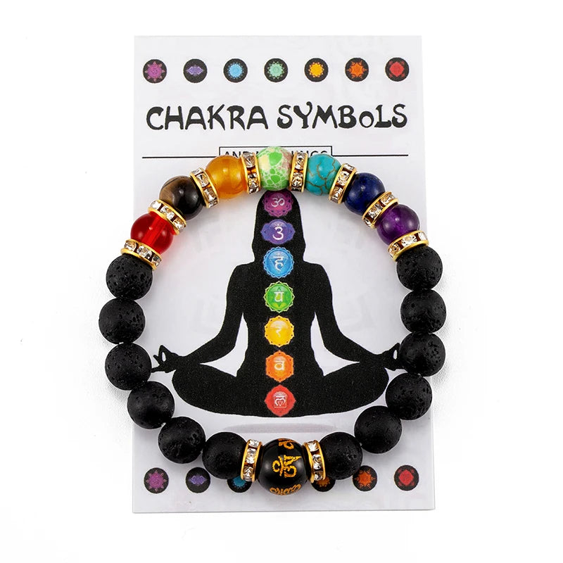 "Natural stone 7 chakra bracelet for healing and wellness"