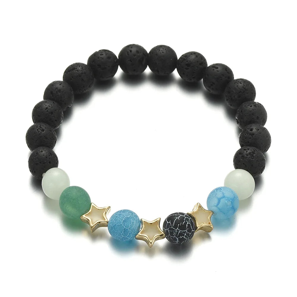 Pentagram glowing bracelet with natural stones