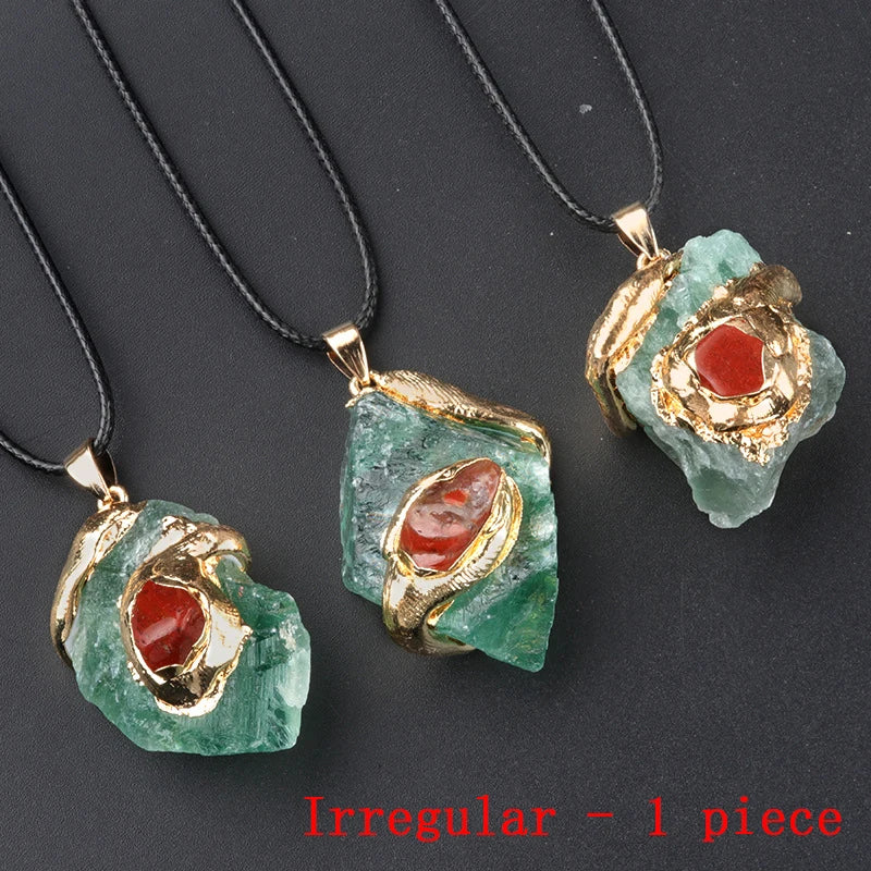 Raw green aventurine healing necklace for luck