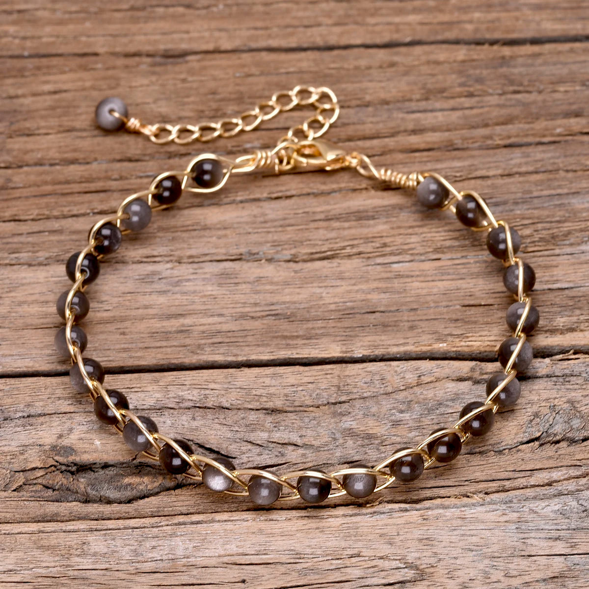 Silver obsidian protection bracelet for meditation