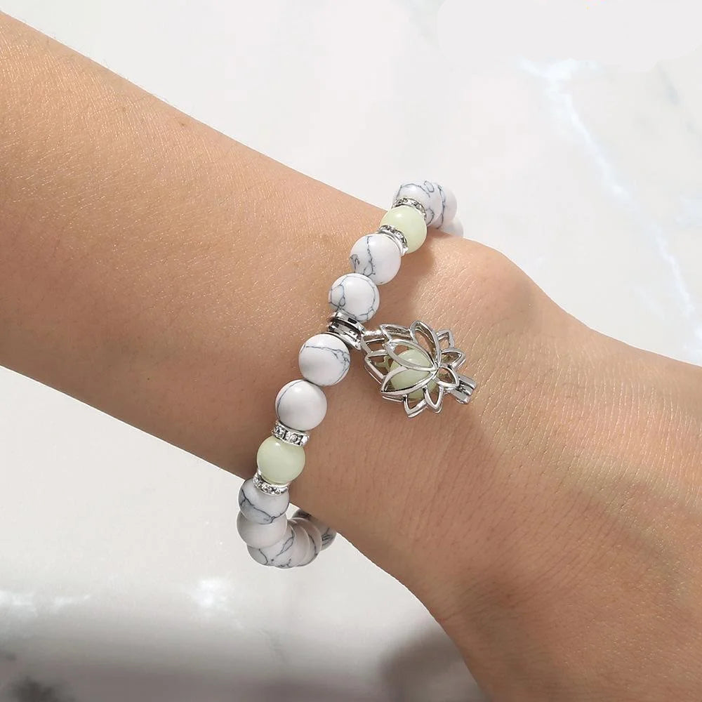 Soft glow from luminous gemstone bracelet