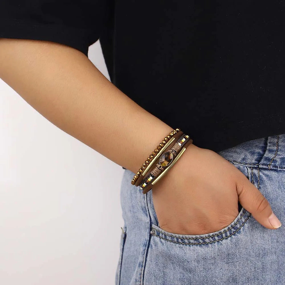 Statement cuff bracelet with bold beaded design