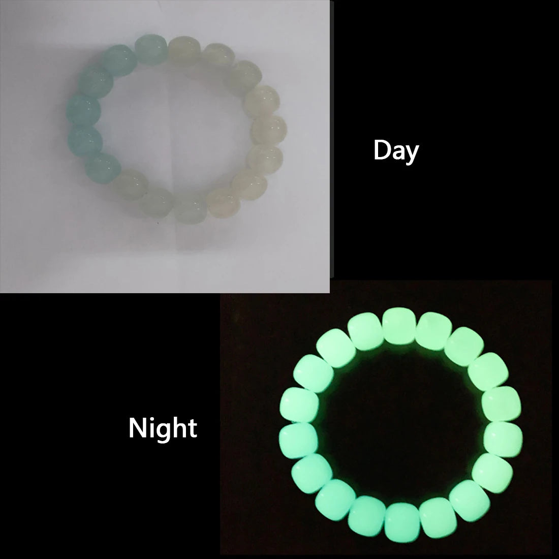 Stretch bracelet with glowing green effect