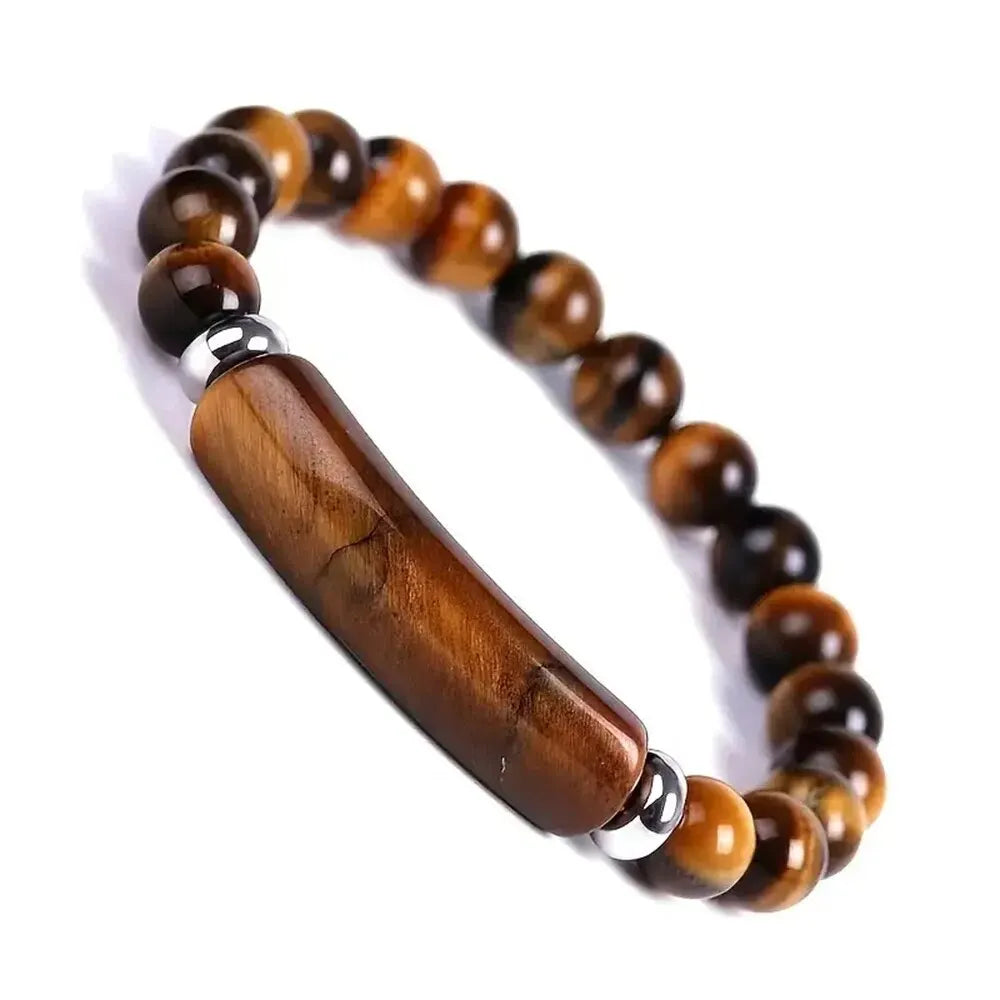 "Tiger eye rough stone bracelet for strength and focus"