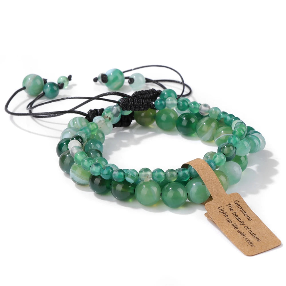 Trendy gemstone bracelet set with celestial charm details