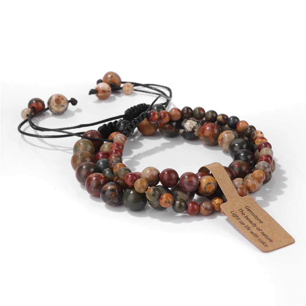 Unisex beaded bracelet set with healing properties