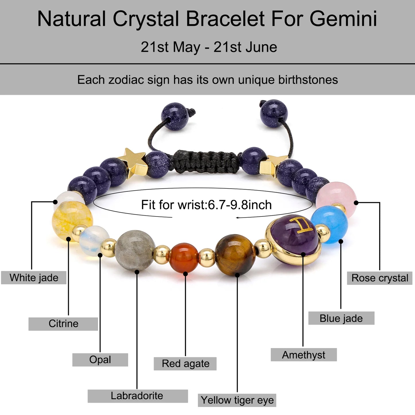 Unisex zodiac sign bracelet featuring all 12 astrology symbols.