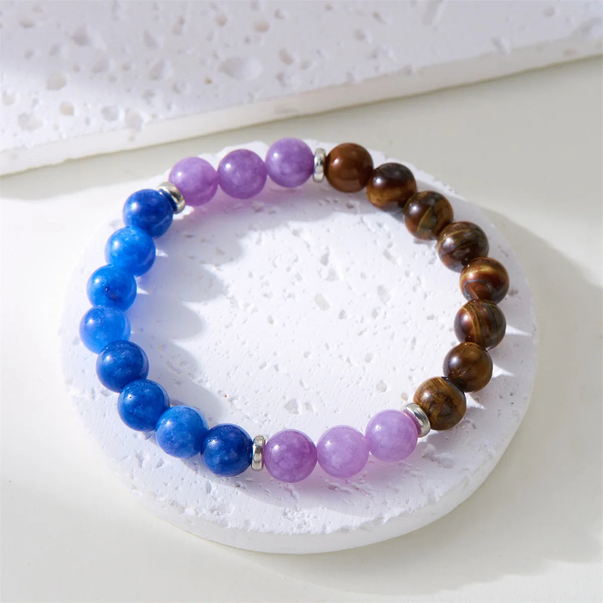 Vibrant natural stone beaded bracelet close-up
