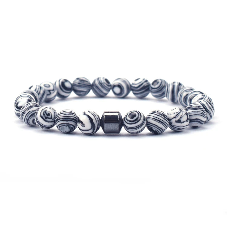 White Malachite gemstone bracelet styled with yoga outfit