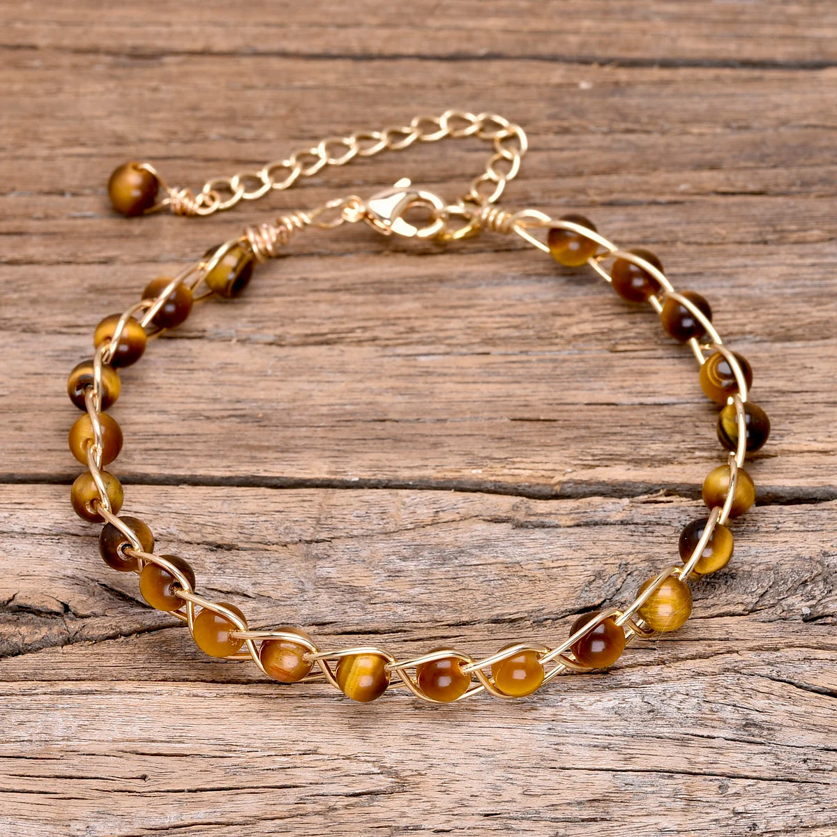 Women’s copper yoga bracelet with natural stones