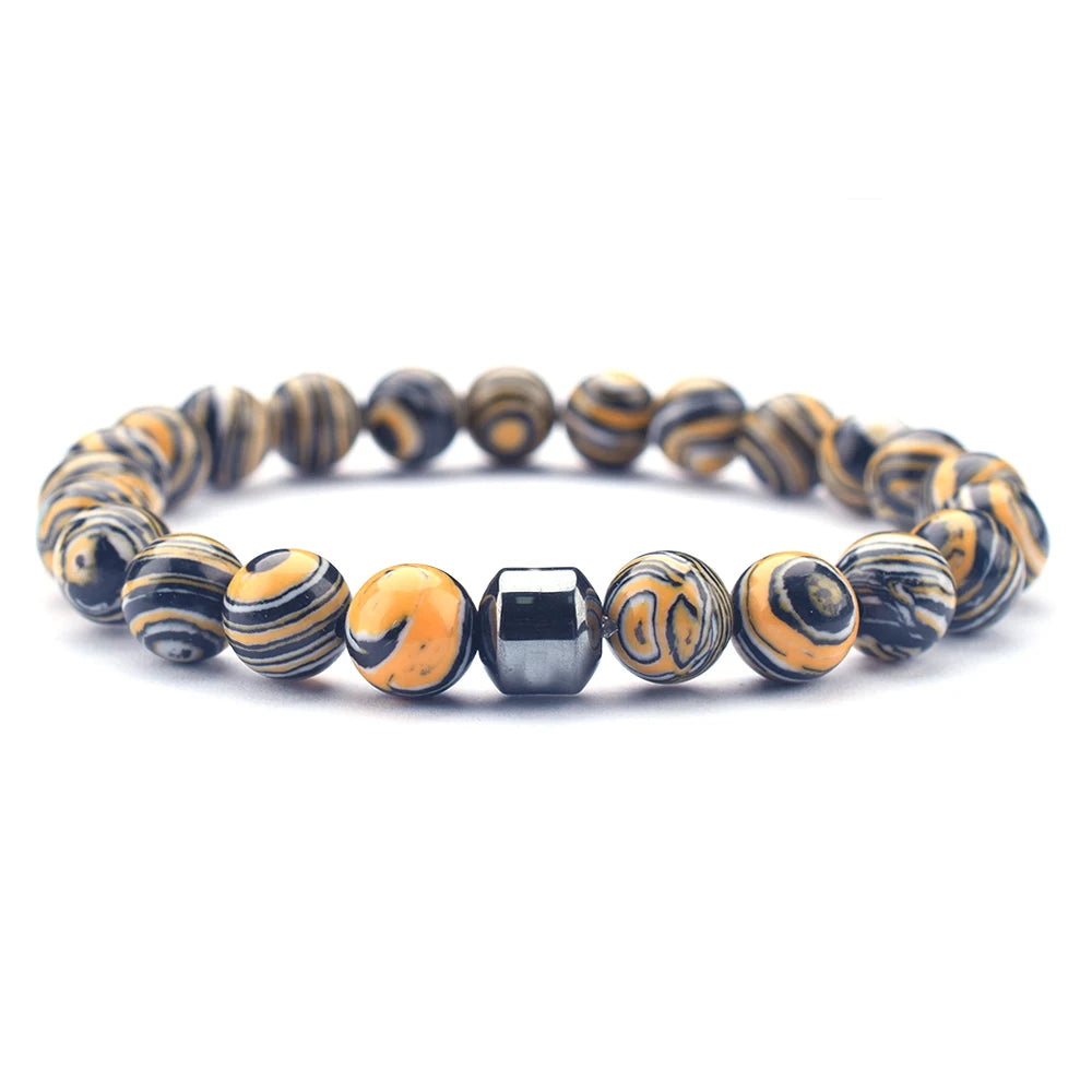 Yellow Malachite Yoga-ready crystal bracelet with grounding stones