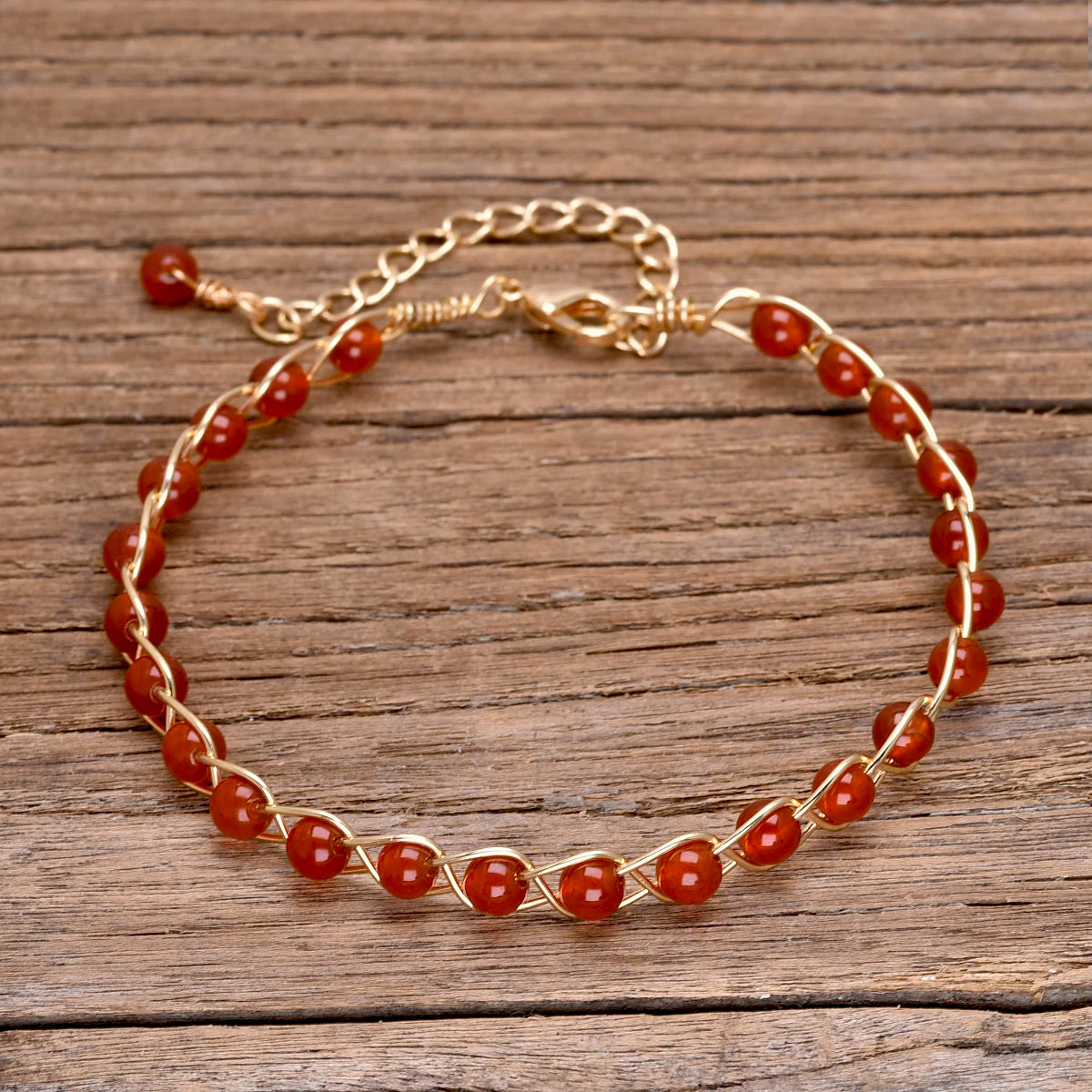 Yoga bracelet with natural red agate stones