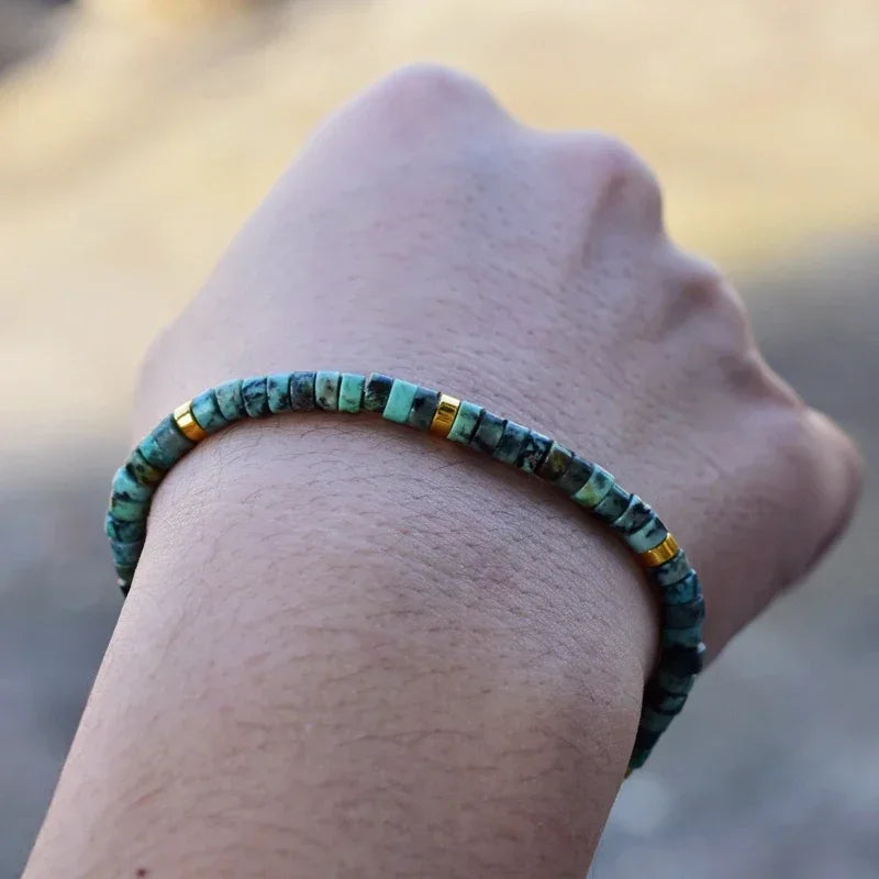 Yoga meditation bracelet with small round turquoise beads