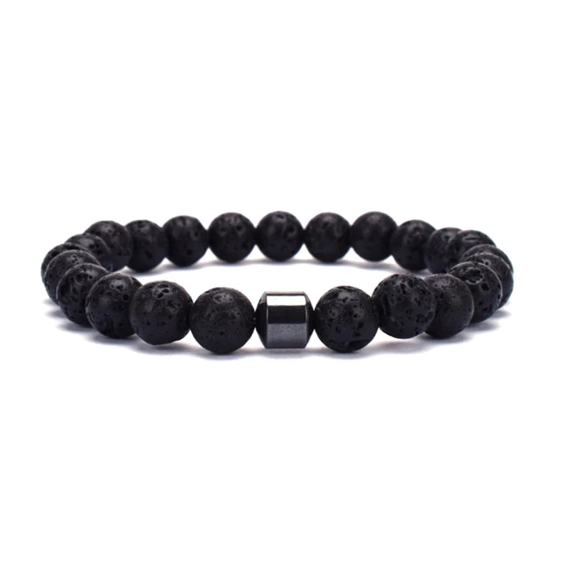 lava stone Dual-tone gemstone bracelet for men and women