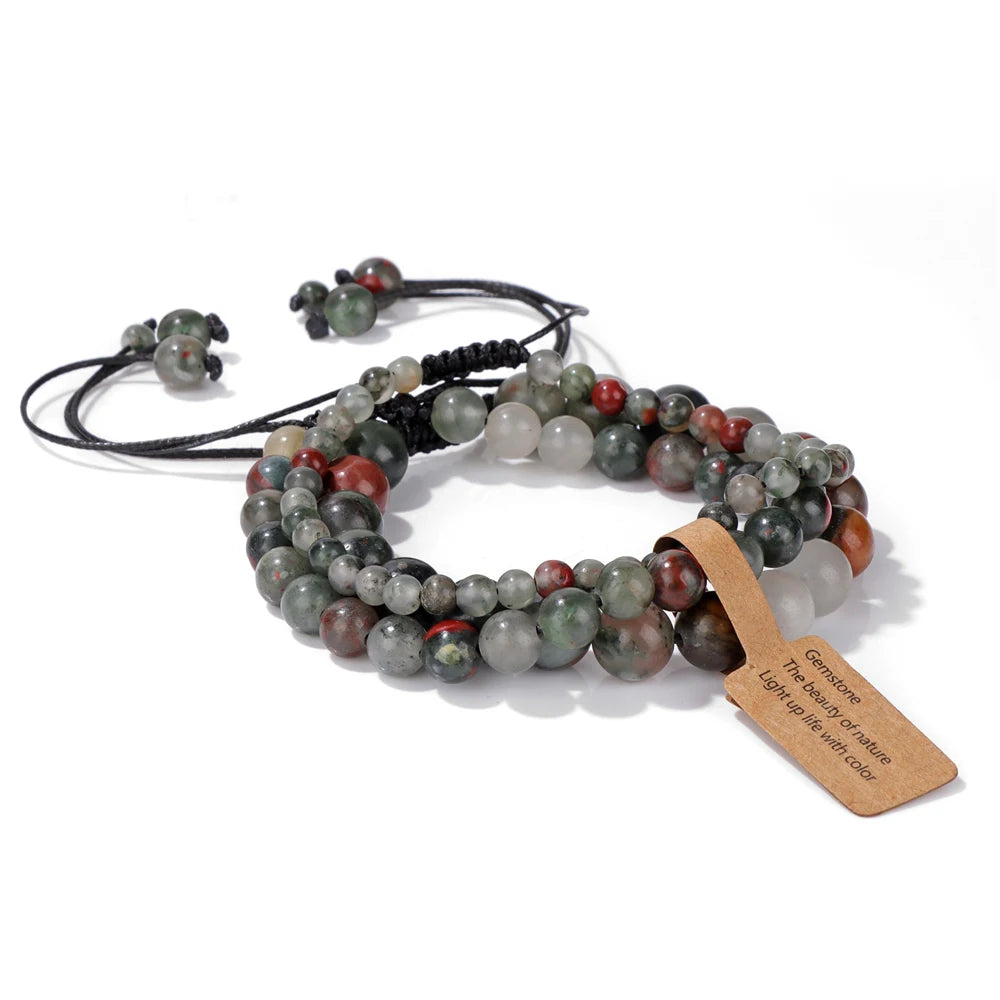 unique gemstone bracelet with black cord adjustable fit