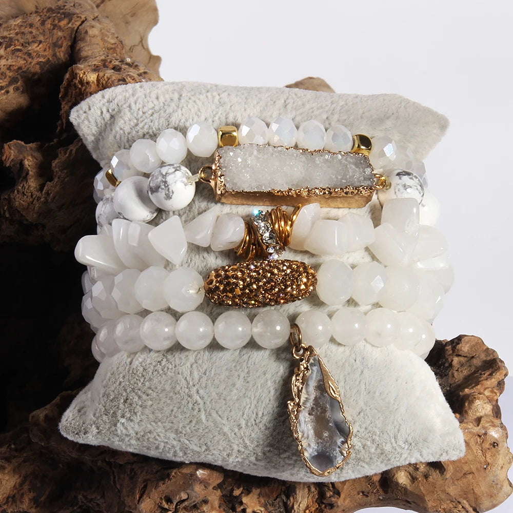 white accent crystal bracelet set